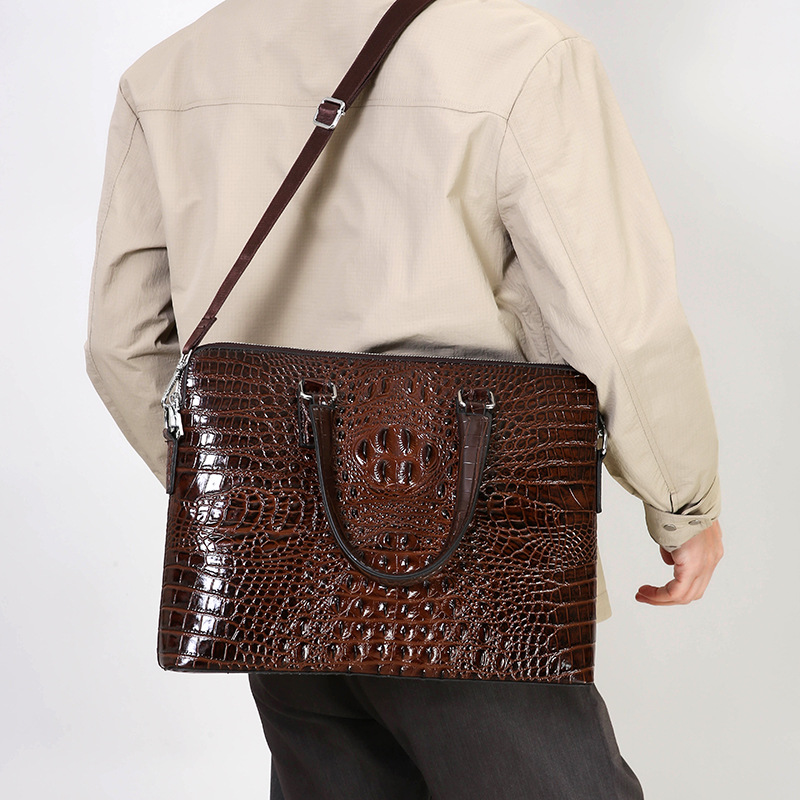 Luxury Bags That Fit Laptop - New Crocodile Grain Laptop Bags Cow
