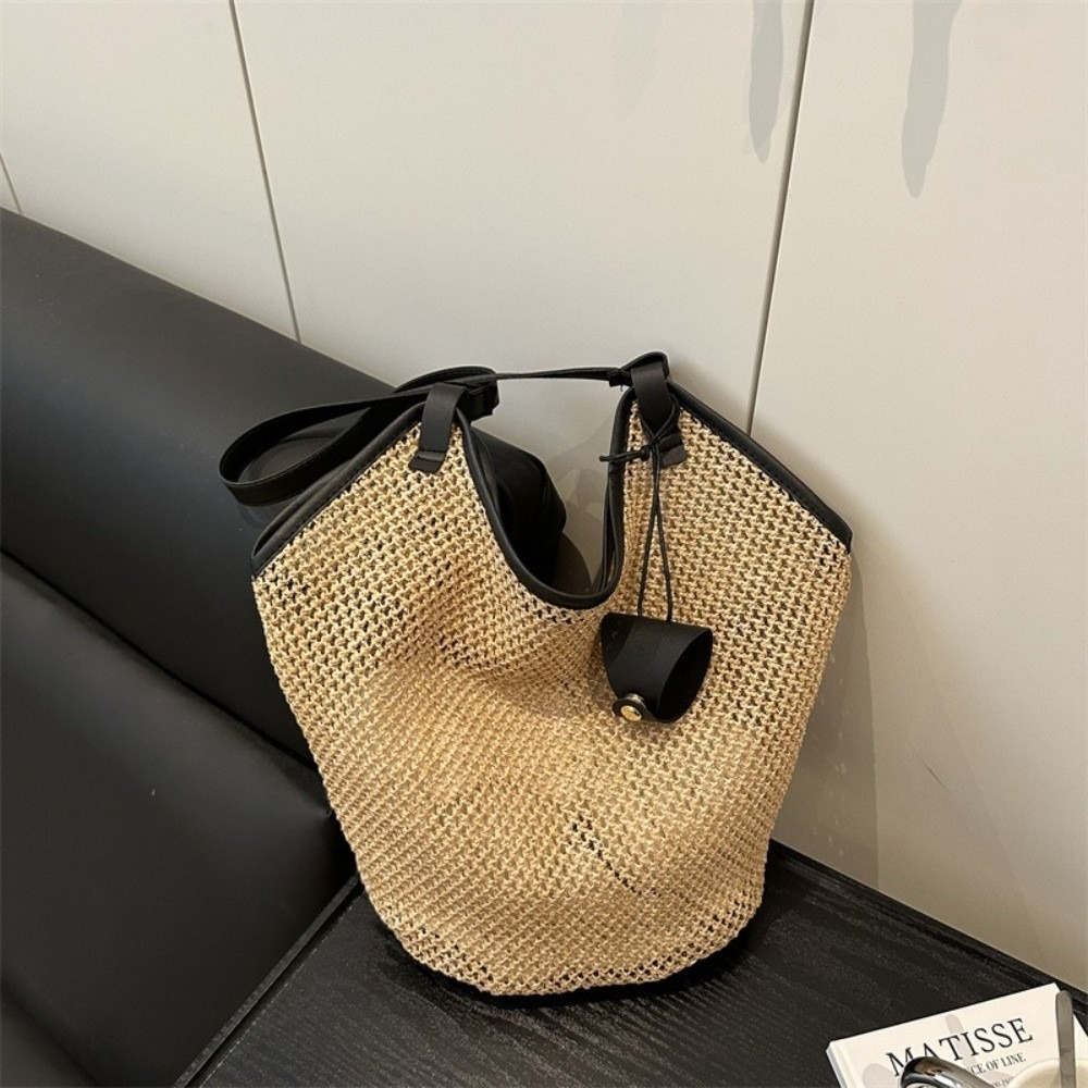 Luxury Beach Bags Ysl - Summer Straw Woven Shoulder Bag Large