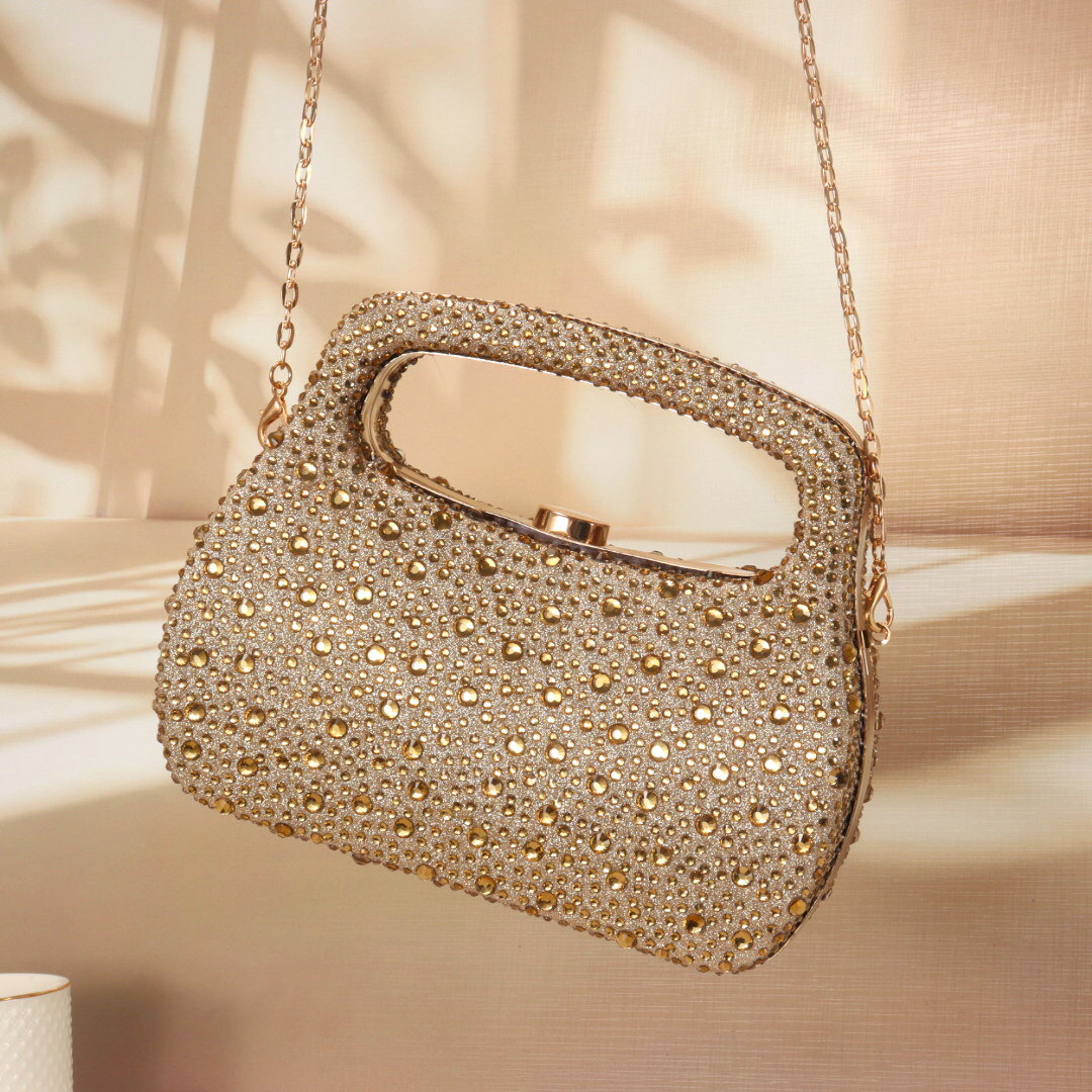 Luxury Bags Gold - Gold glitter luxury hot diamond rhinestone