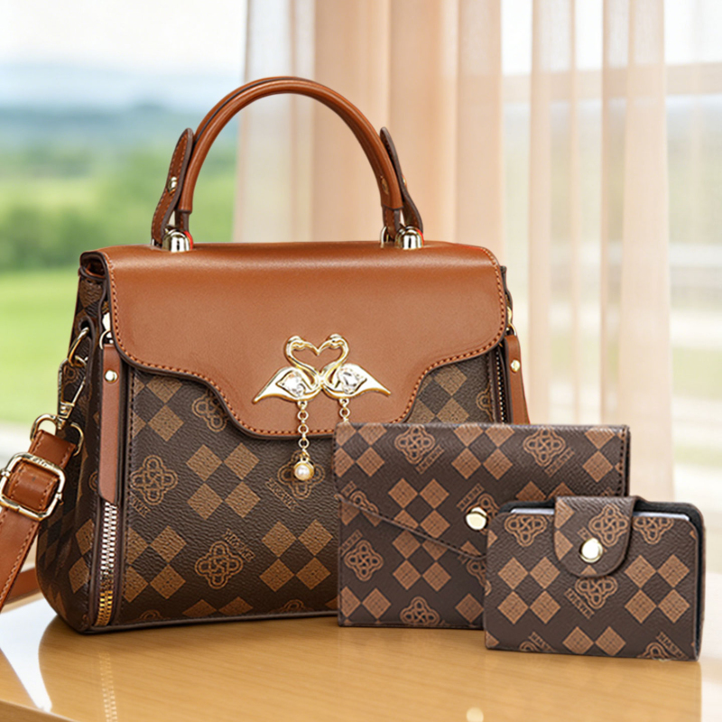 Luxury Bags With Zipper - 3-piece women's bag set, light luxury