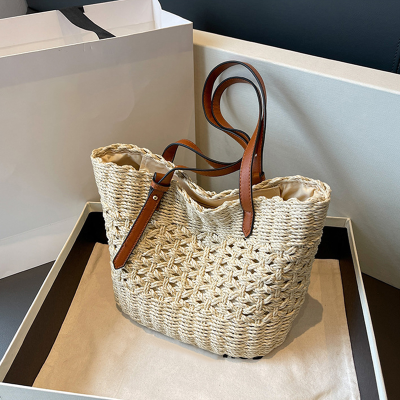 Luxury Beach Bags Ysl - Designer Casual Rattan Wicker Tote Bag