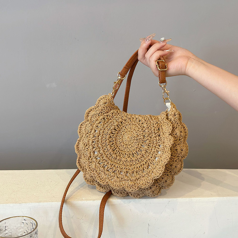Luxury Beach Bags Ysl - Vintage Woven Handbag New Vacation Round