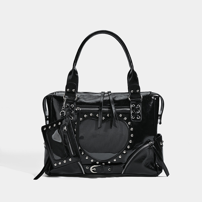 Punk Leopard Print Rivet Motor - Bucket Bag Suede review and price