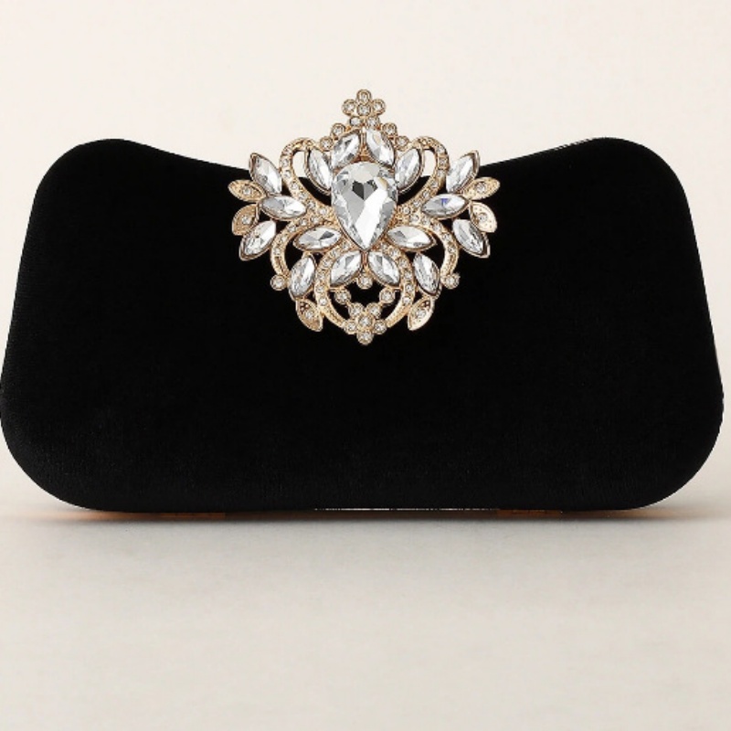 Dark Green Velvet Clutch Bag L - Luxury Bags Gold review and price