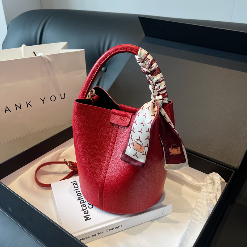 Red PU Bucket Shoulder and Cro - Luxury Bags In Sale review and price