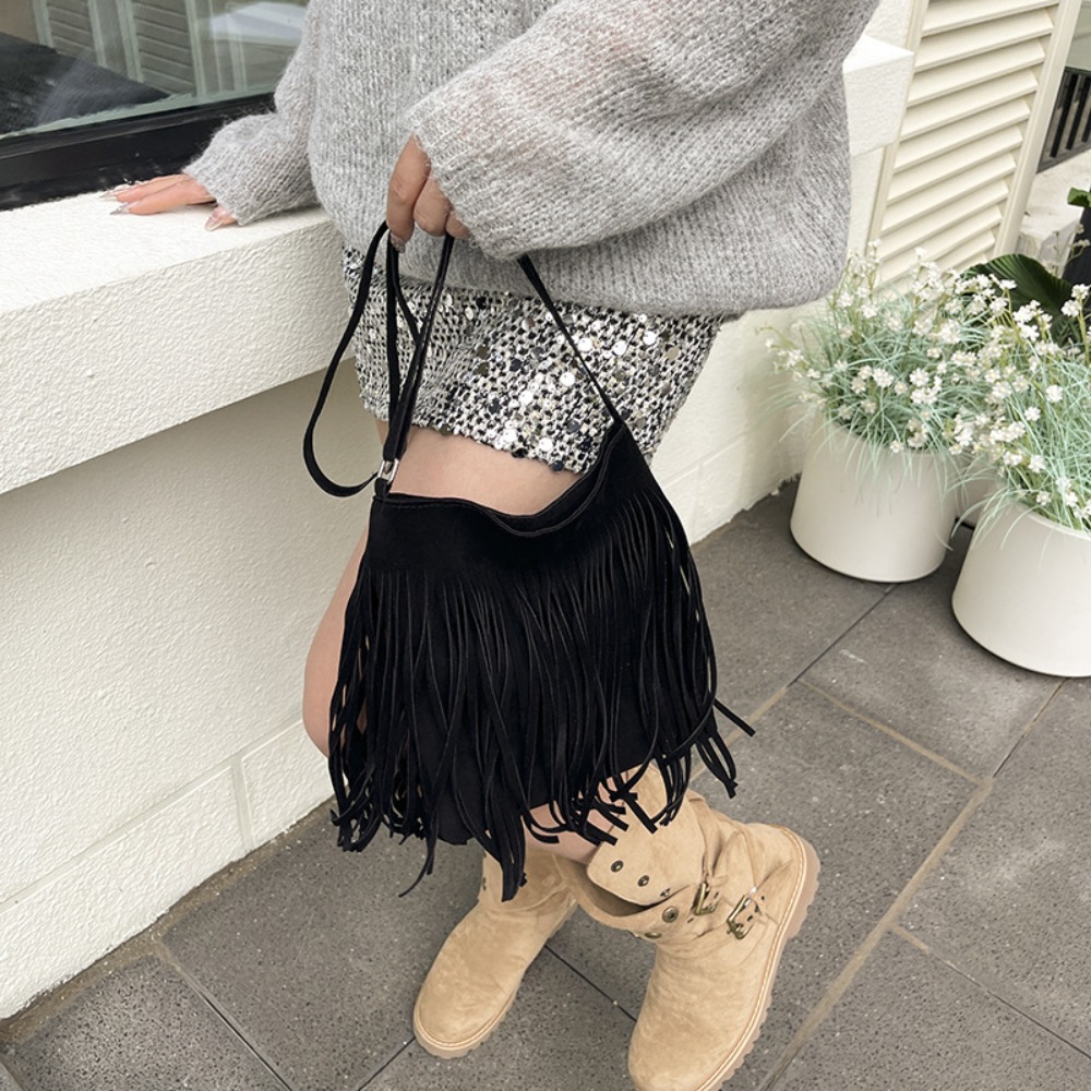 Fashion Suede Fringe Crossbody - Bucket Bag Suede review and price