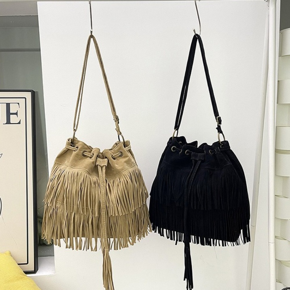 Korean Style Tassel Shoulder B - Bucket Bag Suede review and price