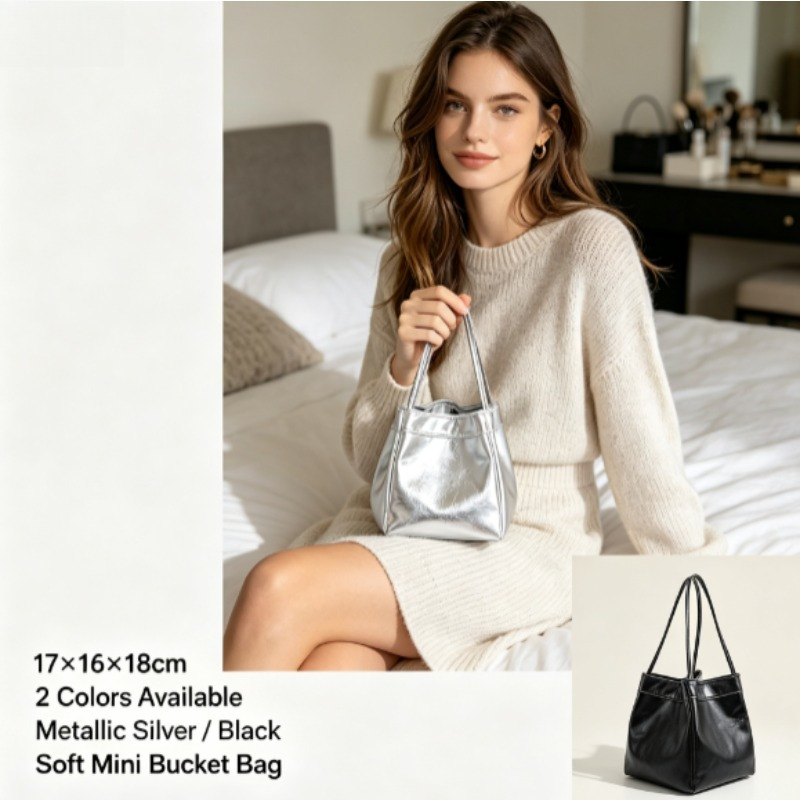 New Mirror‑Finish Bucket Bag,  - Bucket Bag Suede review and price