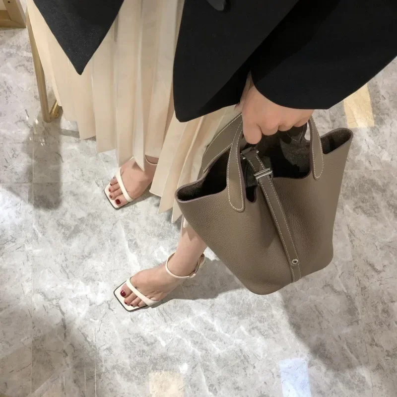 2023 New Contrast Color Cowhid - Bucket Bag Suede review and price