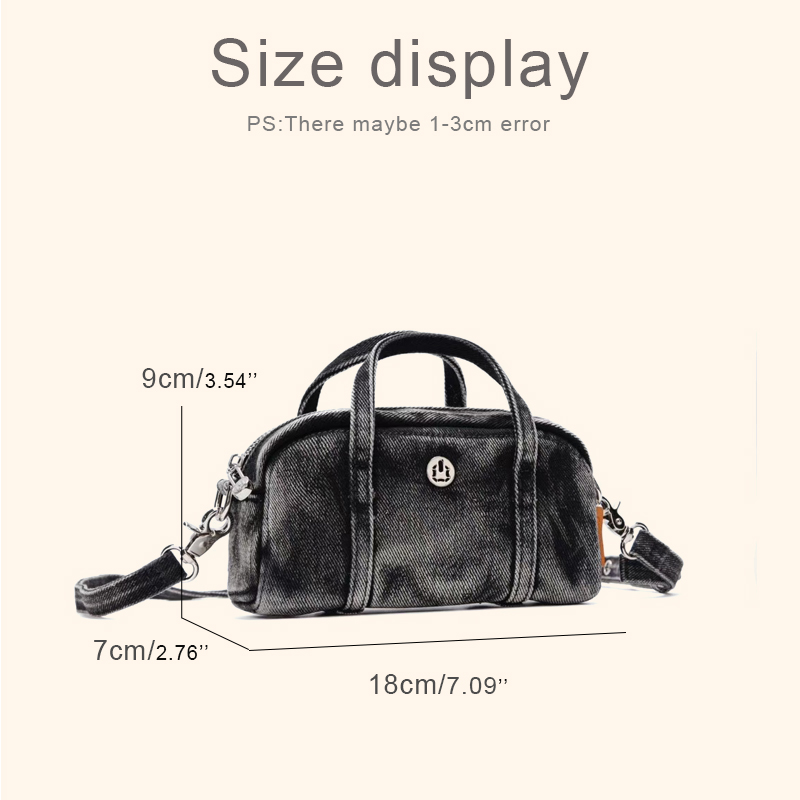 Korean Casual Mini Denim Box B - Luxury Bags With Zipper review and price