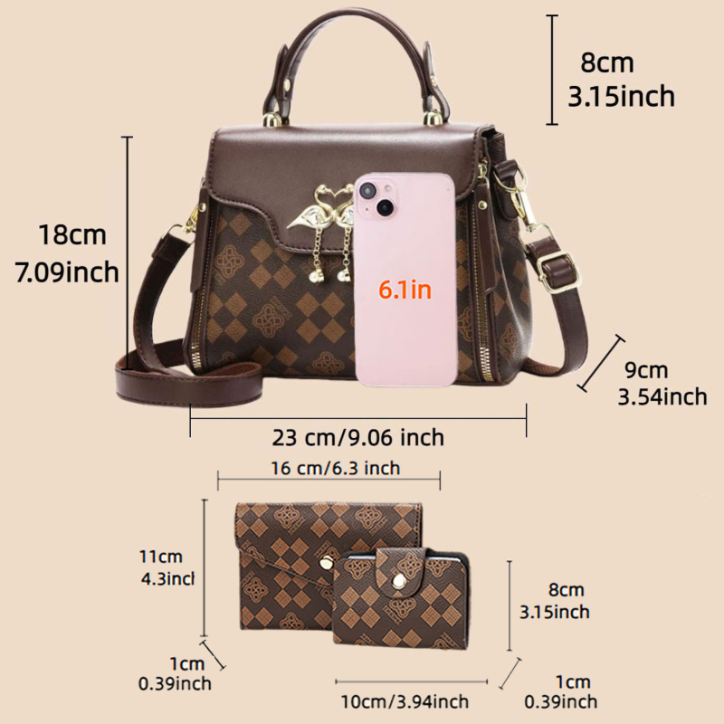 3-piece women's bag set, light - Luxury Bags With Zipper review and price