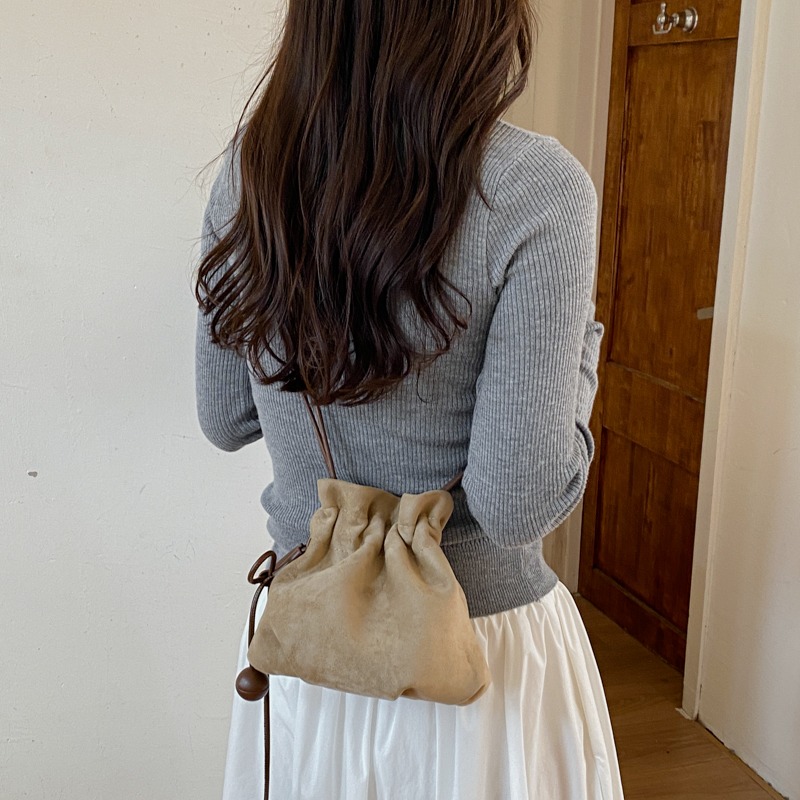 Y2K Retro Mini Drawstring Buck - Bucket Bag Suede review and price
