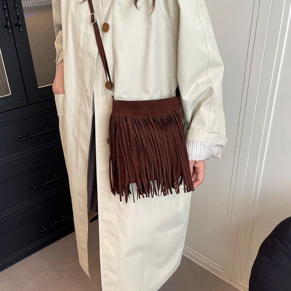 Fashion Suede Fringe Crossbody - Bucket Bag Suede review and price