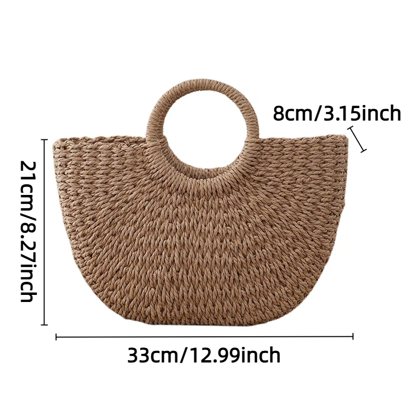 Hand Woven Straw Semicircle To - Luxury Beach Bags Ysl review and price